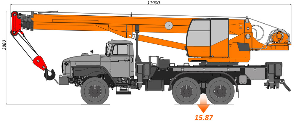 Габаритные размеры Клинцы 25 тонн КС-55713-3К-4В